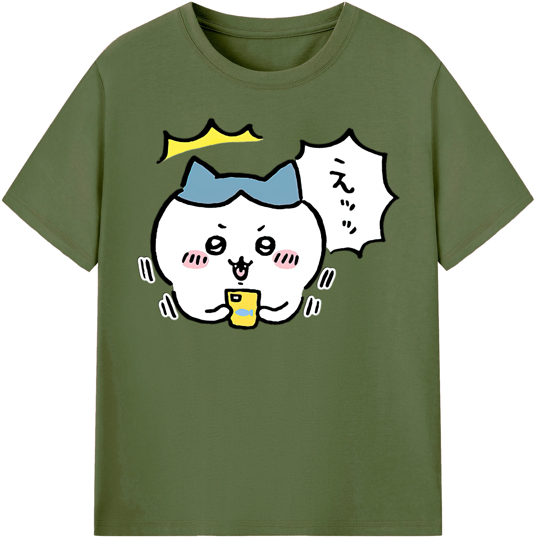 （画像用） ちいかわ ハチワレ Chii-kawa hachiware 綿100％半袖Tシャツ（フロントプリント）